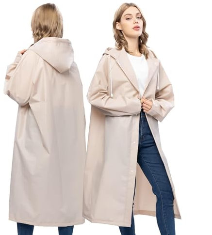 2 Stück Regenponcho Wiederverwendbarer, Transparentes Regencape mit Kapuze, Tragbarer Regencape, Eva Regenjacke Unisex, Wasserdicht Regenmantel für Damen Herren, für Fahrrad, Wandern, Camping, Angeln
