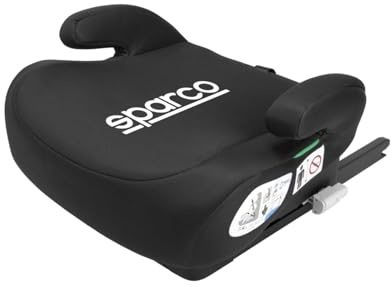 Réhausseur Auto Bas Enfant Sparco ISOFIX i-Size ECE R129 – 125 à 150 cm – Groupe 3 – Siège Voiture Sécurisé – Fixation ISOFIX – Assise Confortable – Housse Lavable – Coloris Noir