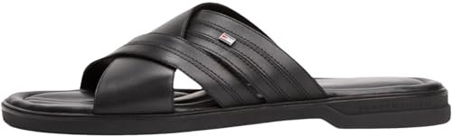 Tommy Hilfiger Men’s Premium Leather Sandals, Black (Black), 10