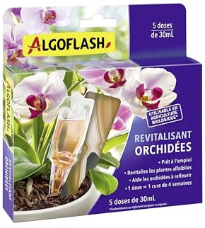 Algoflash Monodose Revitalisante Orchidées, Utilisable en Agriculture Biologique - 5 doses de 30 mL, Marron