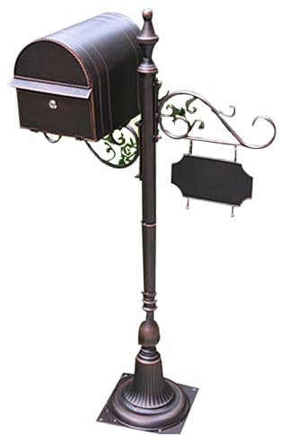 YCCYHQ Boite aux Lettres pour L'extérieur en Aluminium Moulé Noir Boîte aux Lettres sur Pied à Montage sur Poteau Boîtes aux Lettres de Sécurité 25x30x120 cm