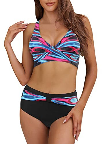 WILLBEST Bikini Damen Set sexy Brazilian Push up Tankini Damen bauchweg Push up 2 teilig Bikinis für grün Badeanzug Cut Out bauchweg Tankini Shape Slip Spitze neopren Badeanzug