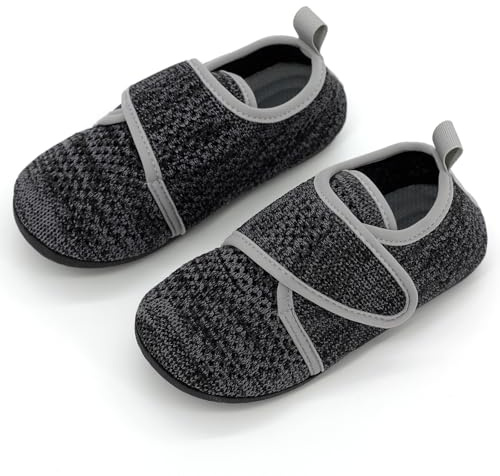 qpyysz Chaussons pour enfant garçon et fille - Chaussons de gymnastique pour garçon - Chaussures pieds nus - Pantoufles d'été respirantes et antidérapantes, Noir , 26/27 EU Large