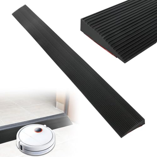 Türschwellenrampen 900 x 80 x 20 mm Silikon Rollstuhlrampe, Schwellenrampe aus Vollgummi, rutschfeste Oberfläche für Rollstuhl, Rollator, Kinderwagen und e Scooter, Schwarz, Belastung bis 800 kg