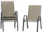Amopatio 4er Set Gartenstühle Stapelbar, Hochlehner Stapelstühle aus Textilene und Metallgestell, Terrassenstühle Balkonstuhl mit Armlehnen Wetterfest, 60 x 72 x 96 cm, Braun