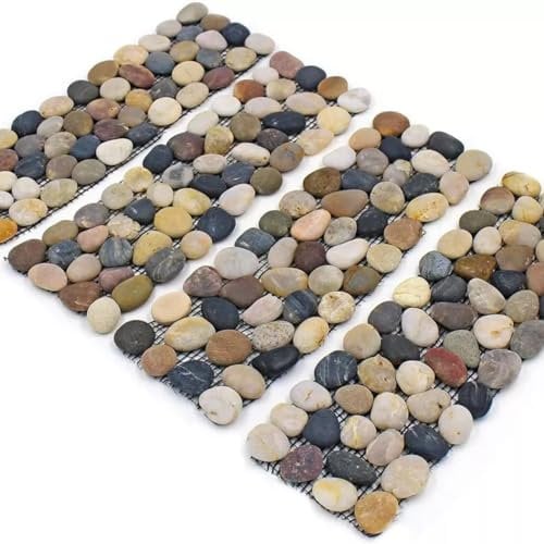 Kiswa Collection Pebble Edging Strips | Real Stone Border for Home & Garden Decoration | Decorative Edge Tiles for Path, Lawn, Decking, Bathroom, Drain