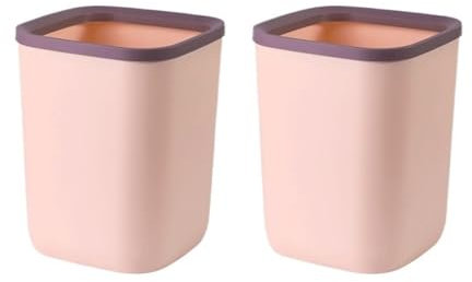 poubelle Poubelle, plastique, carrée sans couvercle avec anneau de pression for la maison, la cuisine, le bureau, corbeille à papier, grande/petite, noir/gris/rose, lot de deux Convient pour la cuisin
