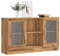Myheimly Sideboard 2 Fächer 2 Türen Kommode Anrichte Beistellschrank Mehrzweckschrank Standschrank Schrank 120x30,5x70cm Holzwerkstoff Eiche handwerklich,Holzwerkstoff und Glas