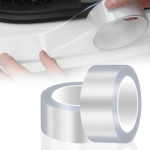 bssmmai 2 pellicole protettive per battitacco auto, 5 cm x 10 m, in fibra di carbonio, autoadesive, per auto, bicicletta, moto (trasparente
