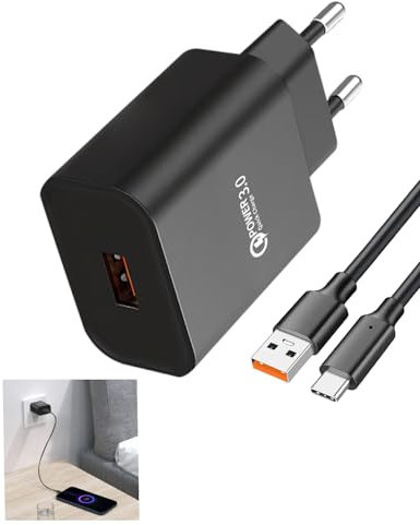 18W Cargador Tipo C para Xiaomi Redmi 14C 13C Note, Cargador USB C Carga Quick Charge 3.0 para Xiaomi Samsung 12 11 10 9 8 Mi12 Mi11 Redmi Pro5G X7 Pro X6 Poco C75 S23 S22 S21 A15, con Cable de 2m