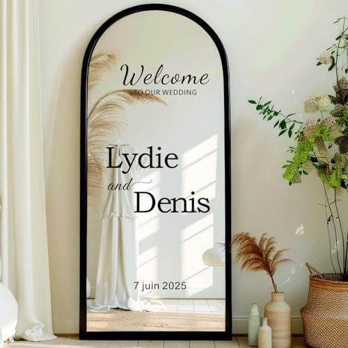 Willkommen Zu Unserem Hochzeitsaufkleber/Anpassbares Design Namen Spiegel Fenster Vinyl Schild Aufkleber