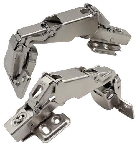 Paquete de 2 bisagras de gabinete de cocina, bisagras de puerta de cocina de 180 grados compatibles con armarios de esquina, marco frontal completo de superposición oculta para gabinetes de esquina