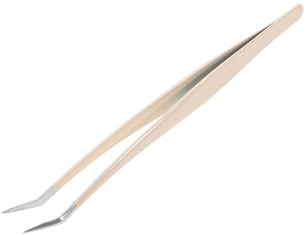 VALICLUD Wimpernpinzette Präzise Gebogene Spitze Metall Beige für Falsche Wimpern Make Up Zubehör Doppelte Lidstrich Sticker Kompakt Langlebig