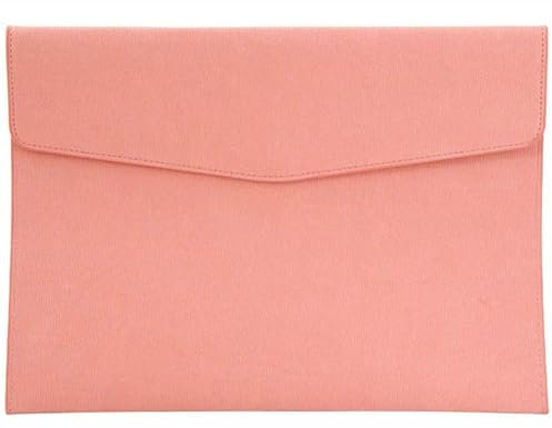 CALFOVERA Porte Documents A4 en Cuir Synthétique Rose Fin et Étanche avec Fermeture à Pression pour Reçus Contrats Papeterie Tablette