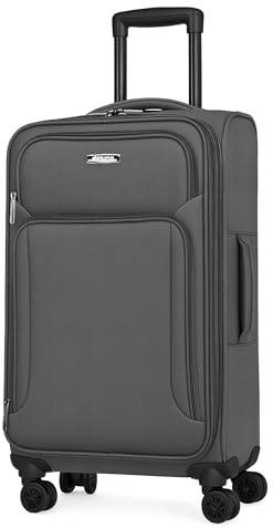 World Traveler Dejuno Jaspis, Dunkelgrau, Medium Checked, Dejuno Jasper Leichter erweiterbarer Spinner Gepäck