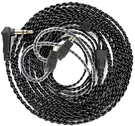 Cavo IEM KZ ZST, cavo di ricambio per cuffie KZ ZST, cavo di ricambio per cuffie CCZ 4N OFC intrecciato intrecciato a 2 pin, nucleo aggiornato per KZ AS10 (2 pin, 3,5 mm, senza microfono)