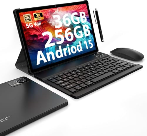 FASTWD Tablet Android 15-11 Pollici Tablet in Offerta,5G WiFi,36GB RAM + 512GB ROM,5G WiFi,Octa Core,9580mAh,Foto AI 16MP+8MP,TÜV,GPS,Gemini AI,tablets con Tastiera,Mouse,Nero