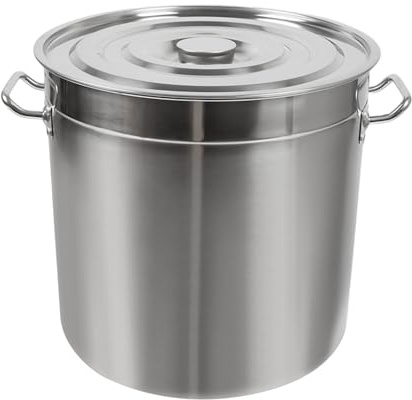 awolsrgiop 50L Edelstahl Kochtopf 201 Edelstahl mit Deckel, Großvolumen für Induktion, 0.8mm Wandstärke, Catering Topf für Partys und Gastronomie, 41.5cm Durchmesser, für Eintopf & Braten, Silber