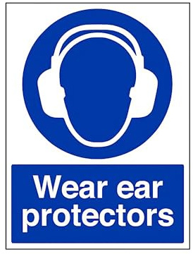 The Workplace Depot Ear Protection Mandatory Site Safety Sign, 300 x 200 mm Portrait, 1mm Rigid PVC or Self-Adhesive Vinyl PPE Sign For Factories, Construction or Warehouses (PVC (Rigid))