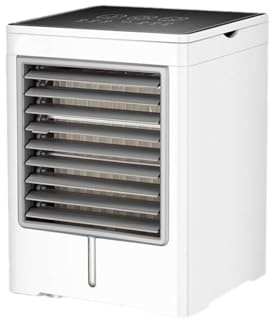 Asixxsix Tragbare Klimaanlage, USB, Persönlicher Mini-3-Gang-Touch-Control-Verdunstungs-AC-Einheitsventilator mit Timer und Eisbox für Zimmer, Zelt, Schlafzimmer, Büro, Schlafsaal,