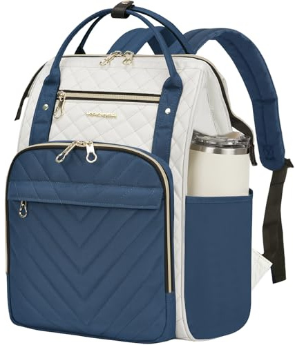 KROSER Laptop Rucksack Damen 17 Zoll Business Backpack, Beige/Haze-Blau | Reiserucksack, Wasserdicht mit Hartgeschältem Sicherheitsraum Tasche für Männer/Frauen