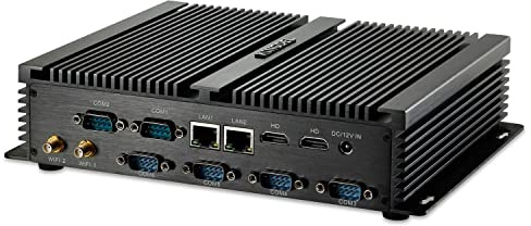 KINGDEL Mini Desktop Computer, Fanless Mini PC with i7 CPU, 4GB RAM, 128GB SSD+1TB HDD, 2xLAN, 2xHD Ports, 4xUSB 3.0, 6xCOM RS232 W-11 Pro