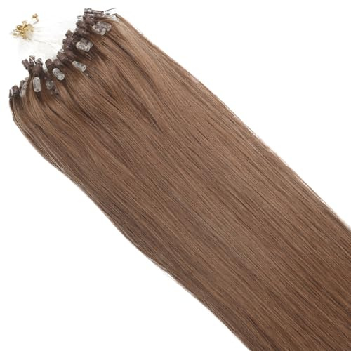 Happyqueen 100s-80g-16 18 20 22 Micro Loop Ring Remy Human Hair Extensions-Grade AAA (#6 Medium Brown, 20)