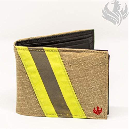 Roter Hahn 112 Feuerwehr Geldbörse/Gold-M/Portemonnaie Geldtasche Portjuchhe Brieftasche Geldbeutel / 125 x 95 x 20 mm/Original gebrauchter Feuerwehrkleidung