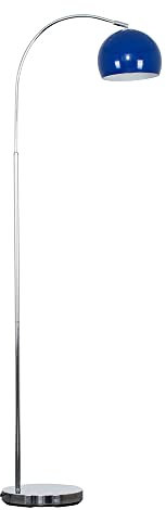 MiniSun | Modern Designer Style Polished Chrome Floor Lamp with a Gloss Navy Blue Light Shade | Floor Lamps & Torchieres, Home Décor & Improvement Essential | Includes 6W LED E27 Light Bulb