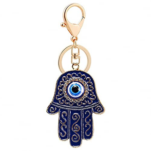 Giwotu Porte-clés avec pendentif en forme de main et porte-clés en forme de main de Hamsa taille unique bleu