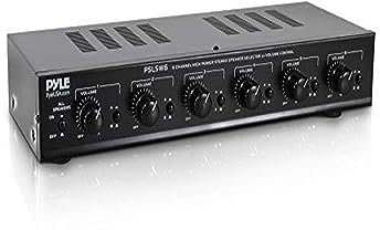 Pyle 6 Channel Speaker Selector Switch - Multi Zone A B Speaker Distribution Controller Box w/Independent Audio Source Volume Control, Supports Home Theater Stereo Receiver System - PSLSW6