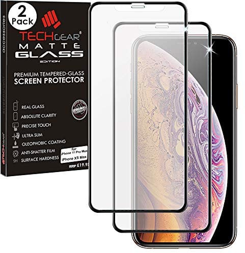 TECHGEAR [2 Pack Anti Glare Screen Protector for iPhone 11 Pro Max, iPhone XS Max - MATTE 3D GLASS Edition Genuine Tempered Glass Full Screen Protector Compatible with Apple iPhone 11 Pro Max, XS Max