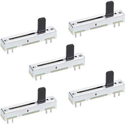 sourcing map 5St Fader Variable Widerstände Potentiometer Gerade Schiebe B104 100K Ohm Linear Doppelpotentiometer zum Dimmen 35mm