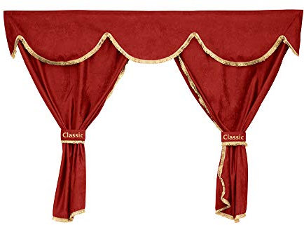 24/7Auto Rote Gardinen und Dekorationen, 7-teiliges Set für Actros MP4 ab 2011 Trucks Big Space CAB