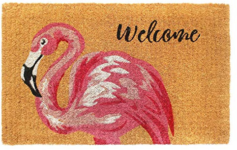 Rugsmith Paillasson en Fibre de Coco Motif Flamant Rose 45,7 x 76,2 cm