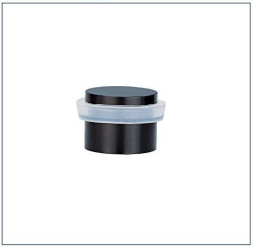 EVI Herrajes | Black Adhesive Door Stop | Ø24x20mm | Floor Mounted | White Silicone Protection Rubber | I-163BNG