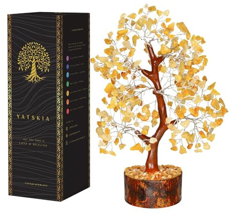 YATSKIA Gelber Aventurin - Kristallbaum, gelber Kristall, Edelsteinbaum, Chakra-Baum, künstliche Bäume, Kristallbaum für Positive Energie, ganzheitliche Geschenke für Frauen, Baum für Heimdekoration