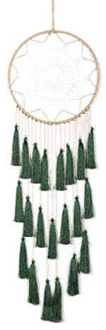 VOSAREA Böhmische Traumfänger Boho Quasten Handgemachte Dreamcatcher Wandbehang Ornament Handwerk für Zuhause Schlafzimmer (Grün)
