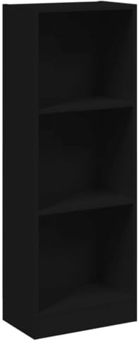 vidaXL Bücherregal 3 Fächer Wandregal Aktenregal Standregal Büroregal Regal Mehrzweckregal Aufbewahrungsregal Schwarz 40x24x109cm Holzwerkstoff