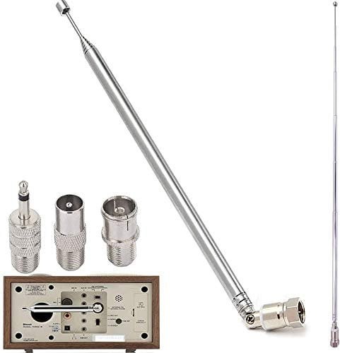 RUNCCI-YUN FM Radio Antena Receptor AV F Macho Adaptador Antena Telescópica y 3 Adaptador Kit
