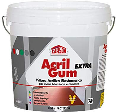 Colorificio Carson AcrilGum Extra Guaina Liquida Per Manti Bituminosi e Tetti (14 Lt, Grigio)