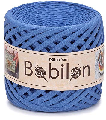 T-Shirt Garn Fettuccini Zpagetti Style, 7-9mm Zum Häkeln, Strickgarn Ball, Bio T-Garn, Makramee, Bändchengarn 100% Baumwollstoff, Jerseygarn Kornblume