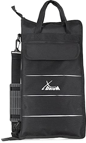 XDrum Sacoche Pour Baguettes Large, Poche extérieure surpiquée (23 x 35 cm) | Matière extérieure en fibre synthétique déchirure-résistante et déperlante, 2 grands et 4 petits compartiments intérieurs