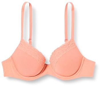 Amazon Essentials Soutien-Gorge léger à Protection intégrale, Doublure en Coton et Dentelle Femme, Rose Saumon, 95A