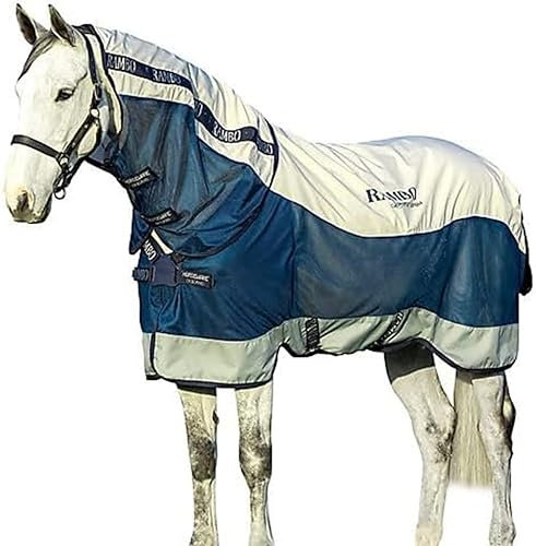 Horseware Rambo Summer Series Regendecke Übergangsdecke Navy/Grey Turnout 0g Deckengröße:155 cm / 6´9