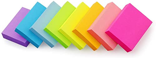 Sticky Notes 1.5x2 inch Bright Colors Self-Stick Pads 8 Pads/Pack 100 Sheets/Pad Total 800 Sheets