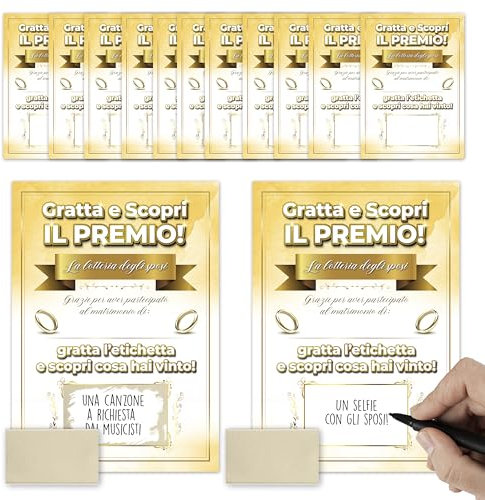 KAÏDENSÏ Gratta e Vinci Matrimonio Oro - 24 Pz Gadget Lotteria Sposi - Giochi per Invitati