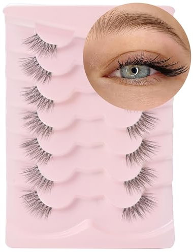 Onlyall Halbe Wimpern Natürlich Falsche Wimpern 7 Paar 3D Fake Wimpern Cat Eye Lashes Wispy Short Natural Fake Wimpern Künstliche Half Lashes C05