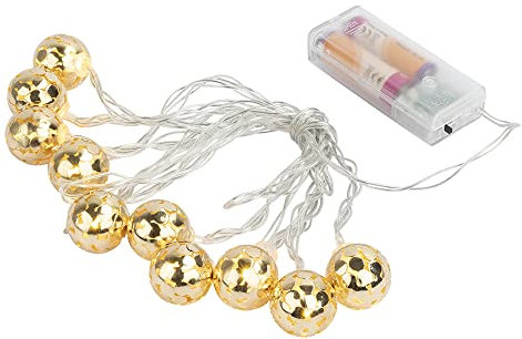 Ideen mit Herz 10er Lichterkette | LED | warmweiß | inkl. Timer-Funktion | batteriebetrieben | für innen | 3,05 m lang (Ornament-Kugeln 02 | hellgold)