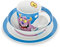 GREENBOX Porcelain Crockery Set - 3 Piece Breakfast Set Dishwasher Safe - Cup, Plate, Bowl with Monster Motif - Funny Children's Tableware Gift Idea